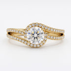 The Celestial Embrace Round Diamond Side Stone Ring