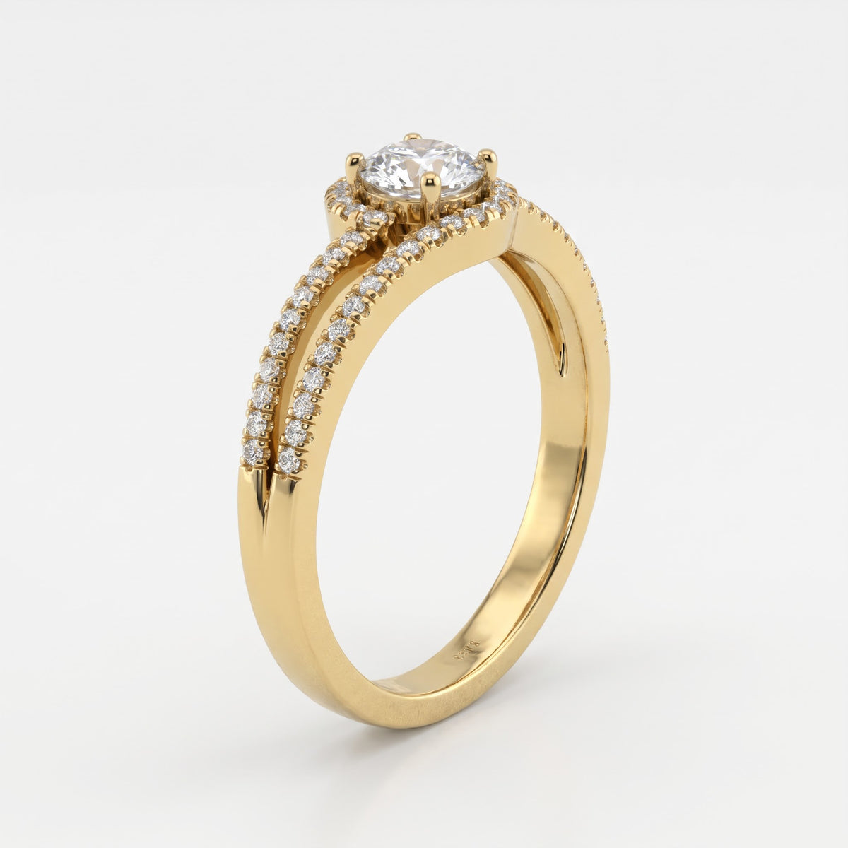 The Celestial Embrace Round Diamond Side Stone Ring