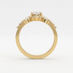 Celestia Bloom Oval Diamond Floral Sunburst Vintage Ring