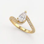 Elysian Twist Pear Diamond Side Stone Engagement Ring