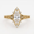 Luxurious Regal Filigree Marquise Diamond Vintage Ring