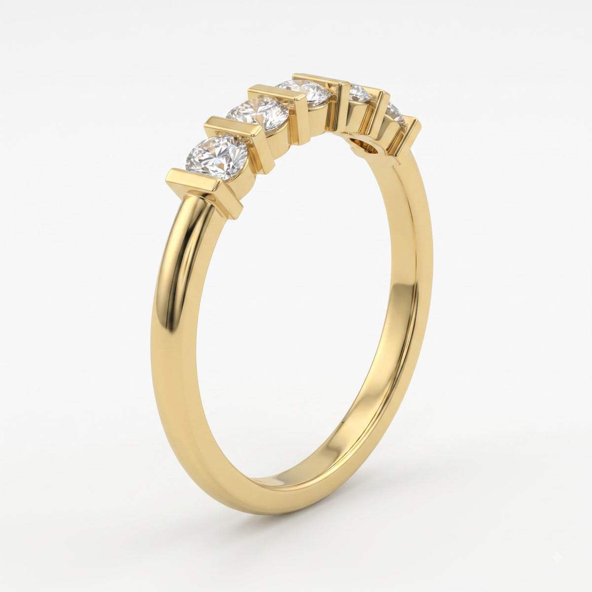 Modern Luxury five-stone round diamond Eternity Ring