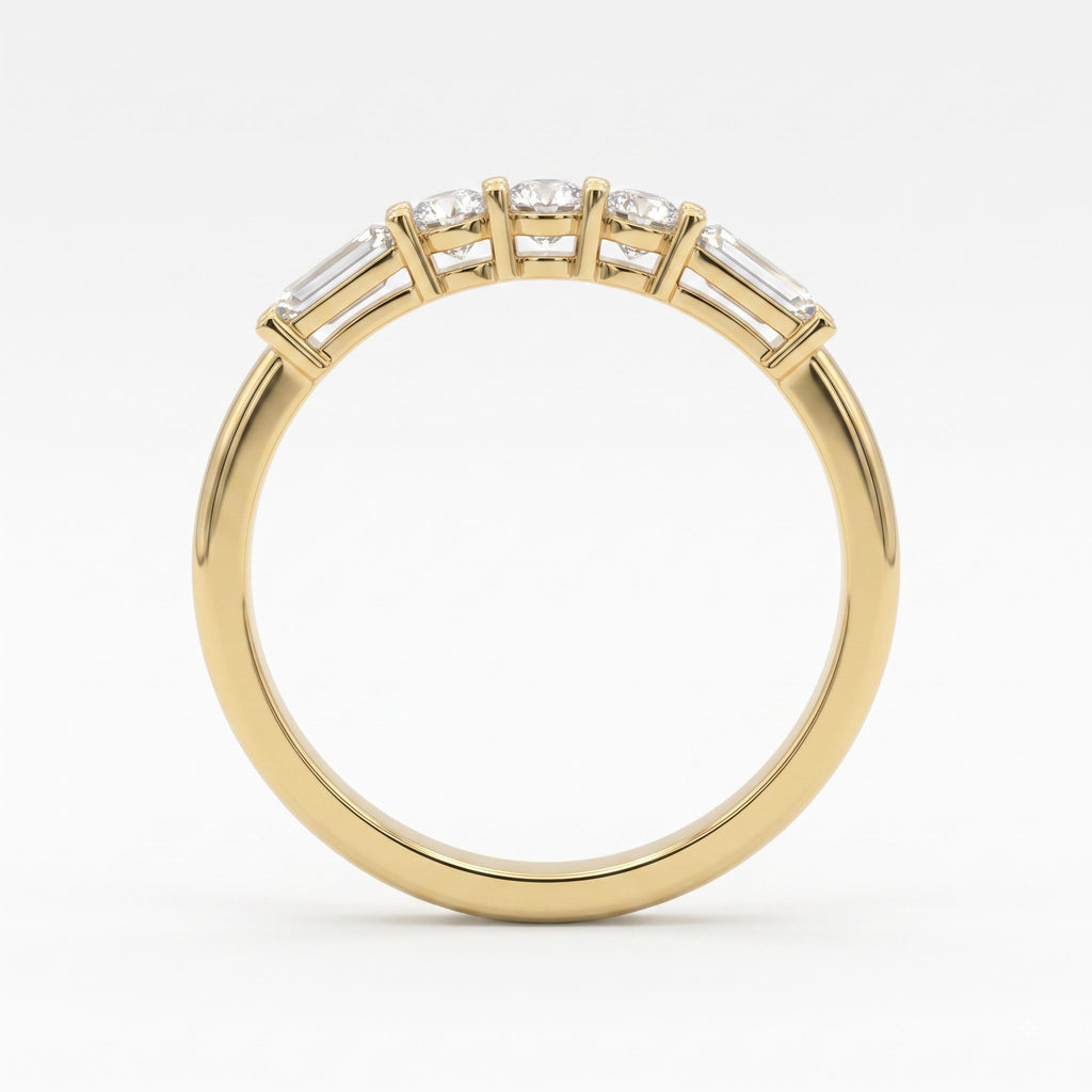 Modern Luxury Round & Tapered Baguette Diamond Eternity Band
