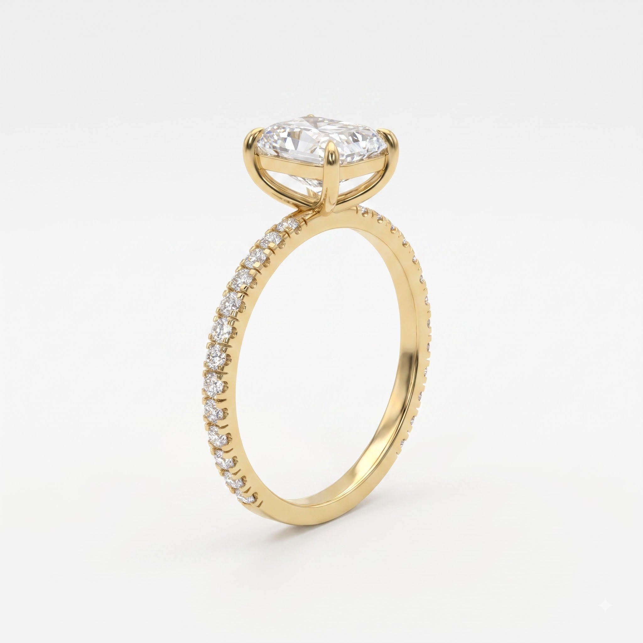 Elongated Radiant Cut Lab Diamond Engagement Ring