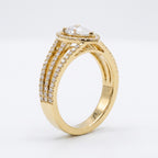 Élan Pear Diamond Sculptural Side Stone Ring