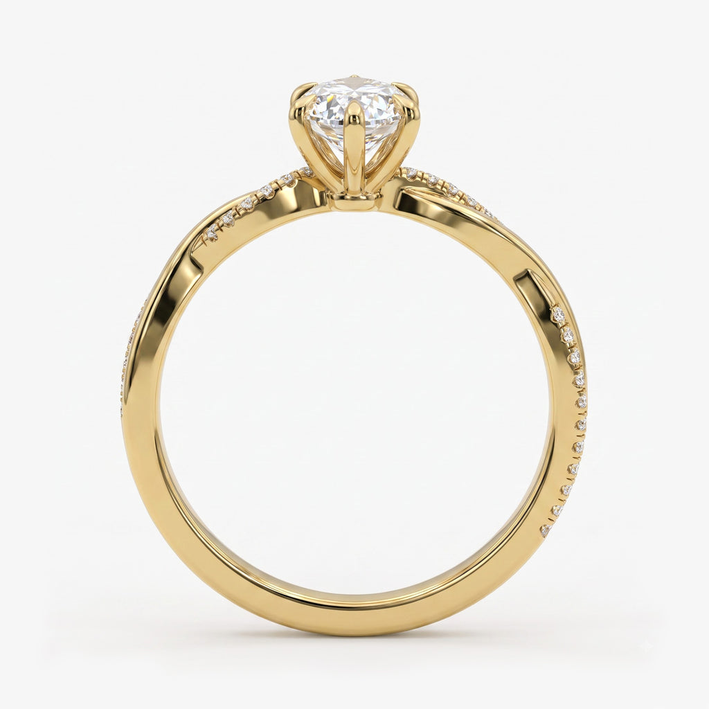 Marquise Cut Diamond Crossover Side Stone Engagement Ring