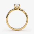 Marquise Cut Diamond Crossover Side Stone Engagement Ring