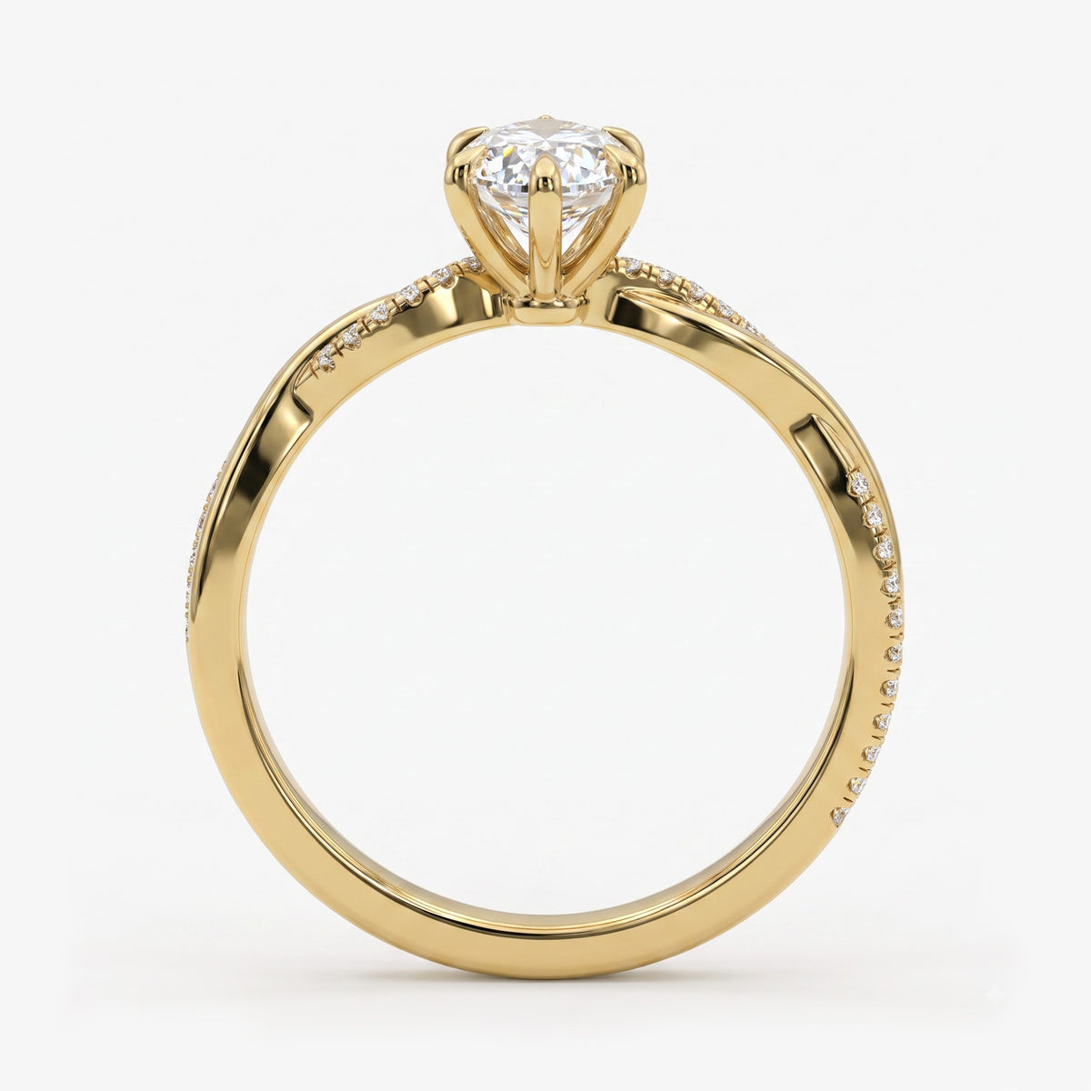 Marquise Cut Diamond Crossover Side Stone Engagement Ring