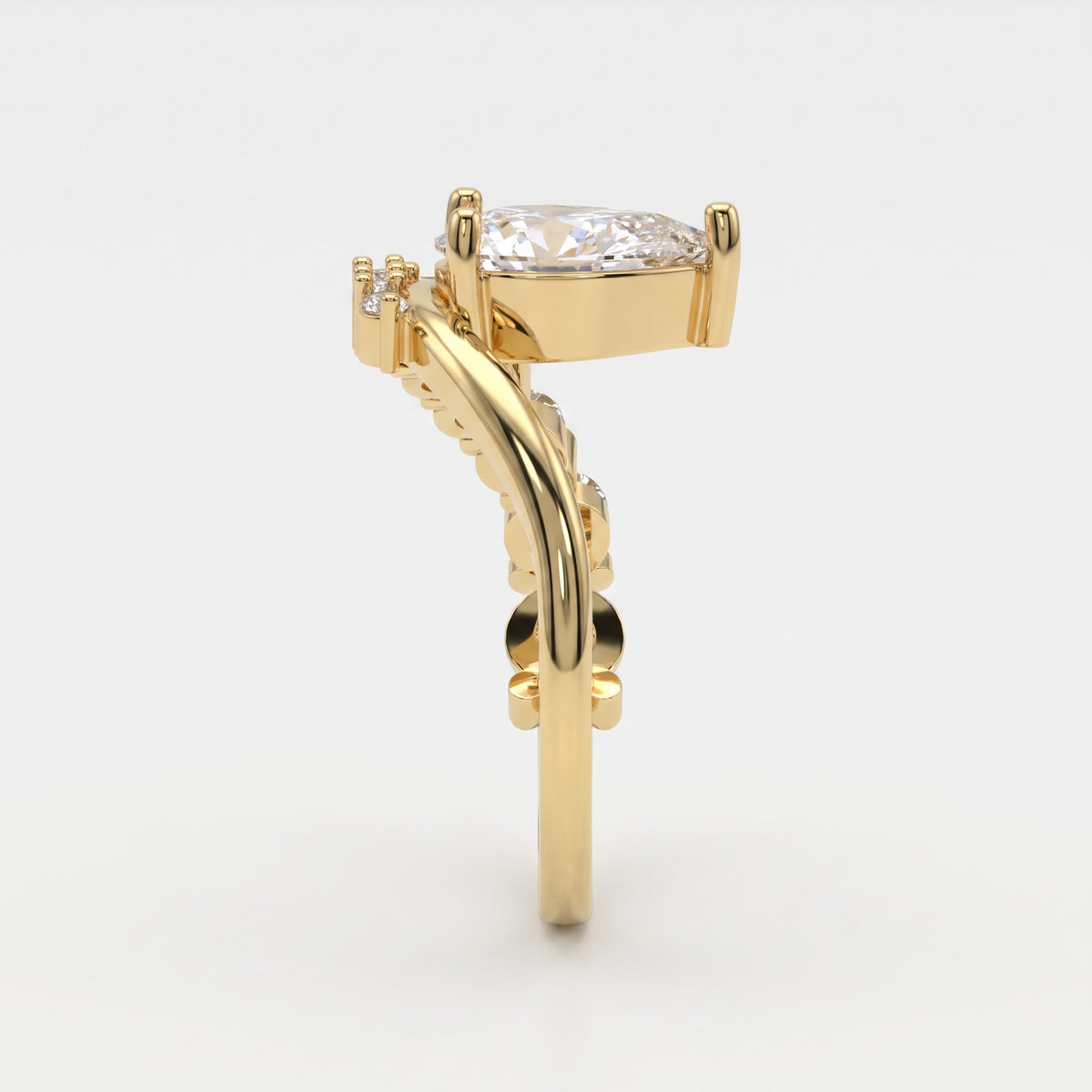 Celestine Aurielle Radiance Pear Diamond Side Stone Ring