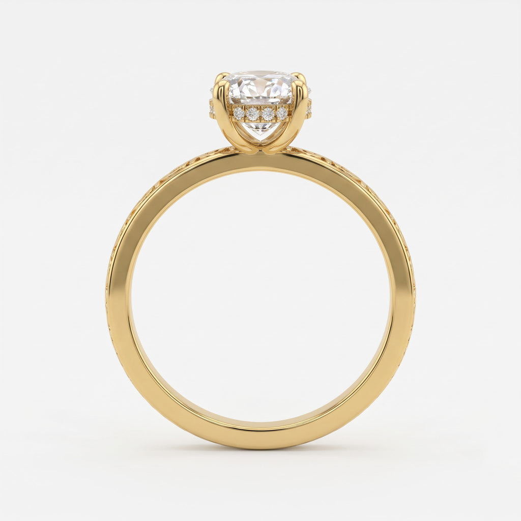 Aurora Elegance Oval-Cut diamond Hidden Halo Ring