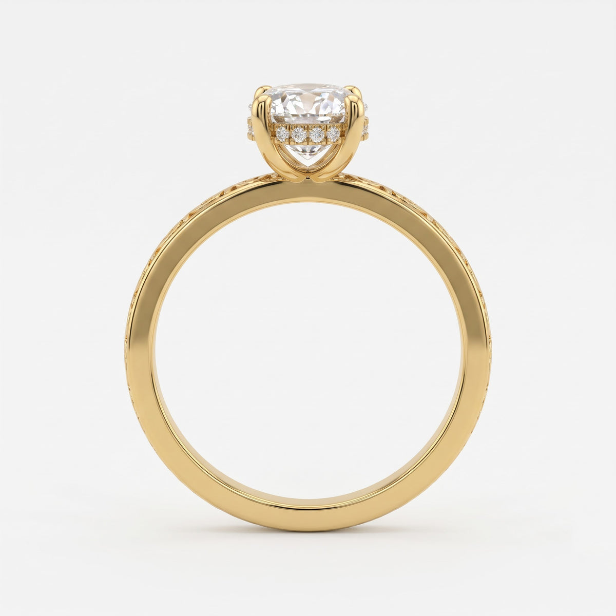 Aurora Elegance Oval-Cut diamond Hidden Halo Ring