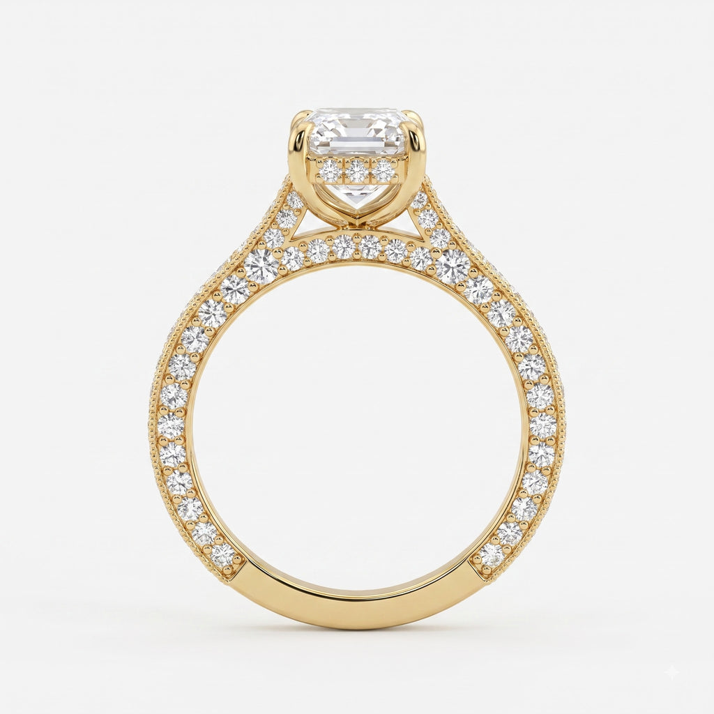 The Élanora Vintage Emerald Diamond Hidden Halo Ring