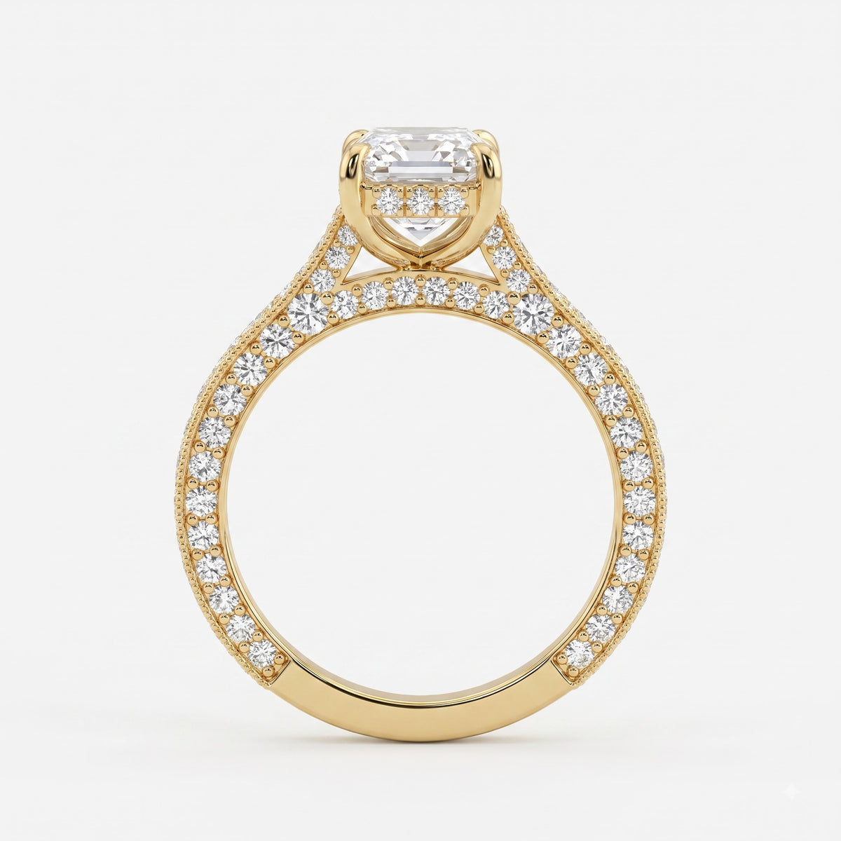 The Élanora Vintage Emerald Diamond Hidden Halo Ring