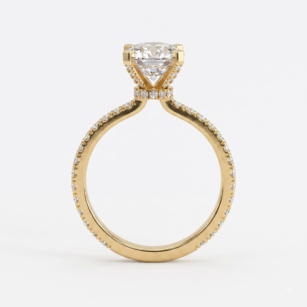 Celestia Aurelia Round Diamond Pavé Hidden Halo Engagement Ring