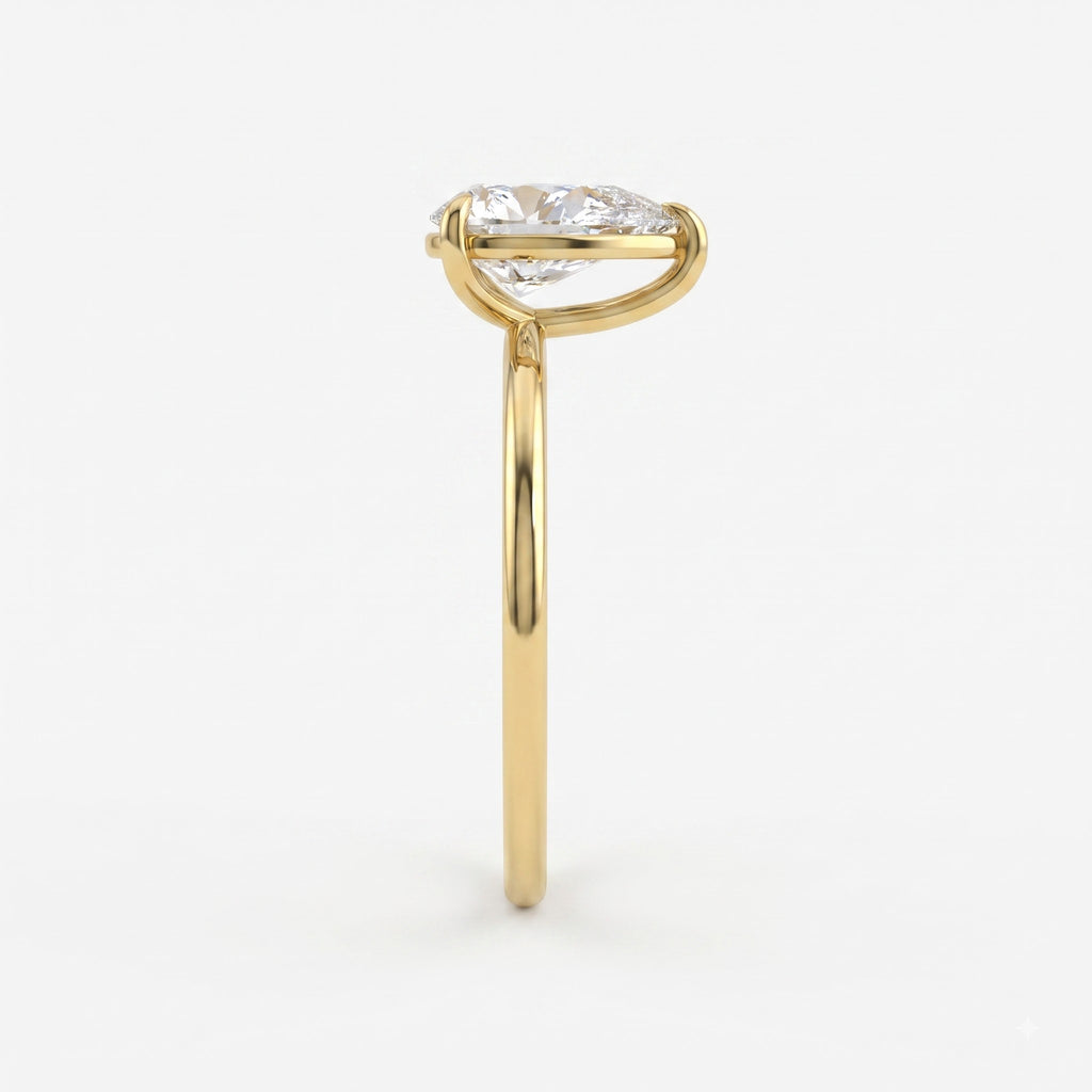 Minimalist Modern Teardrop Pear Cut Diamond Solitaire Ring