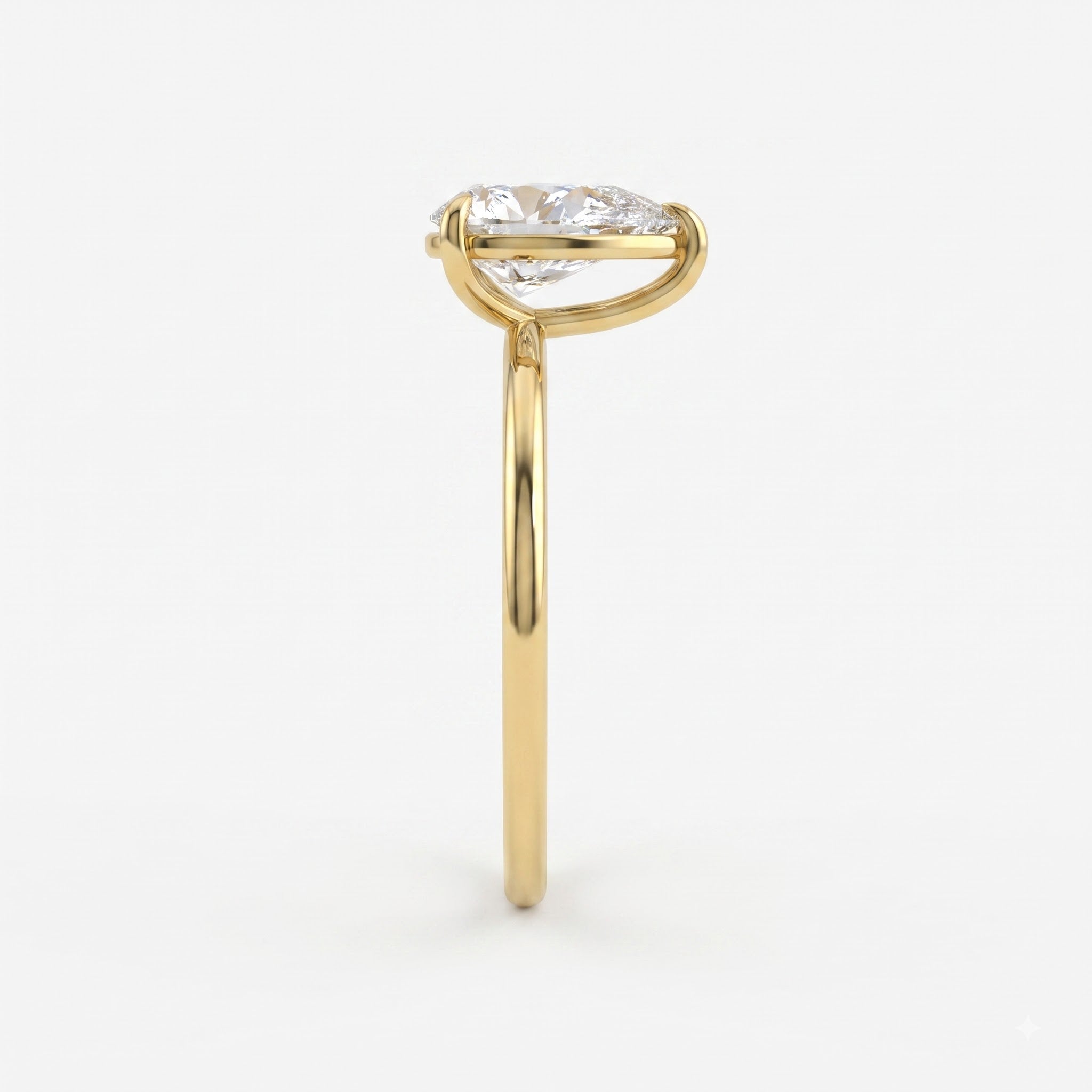 Minimalist Modern Teardrop Pear Cut Diamond Solitaire Ring