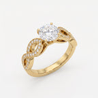 Modern luxury vintage-inspired Round Diamond Side Stone ring