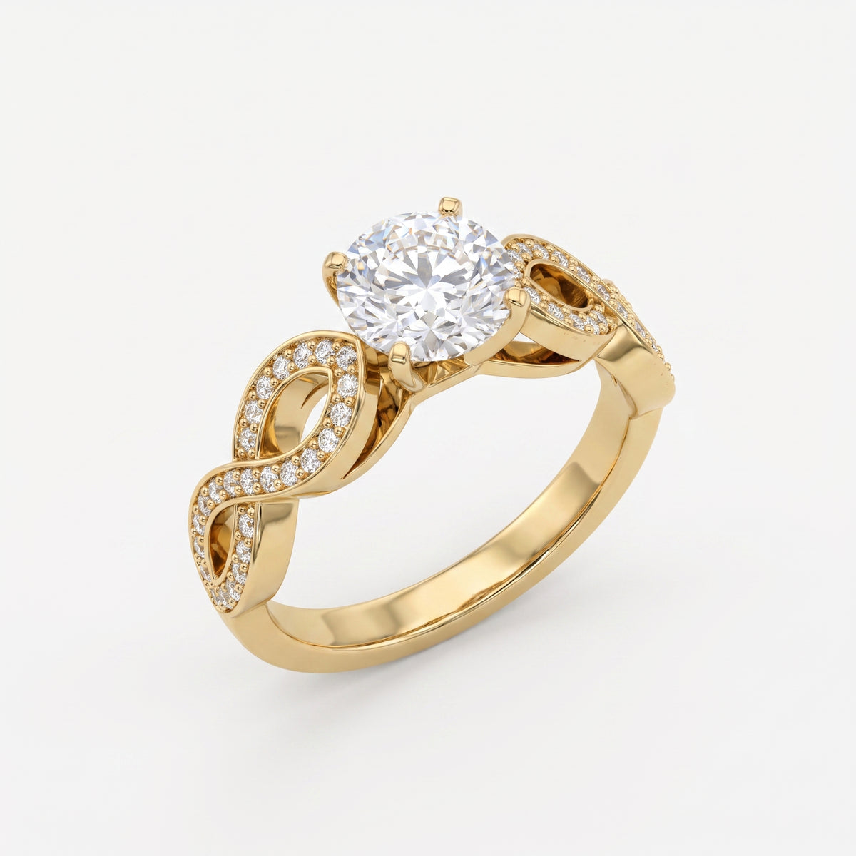 Modern luxury vintage-inspired Round Diamond Side Stone ring
