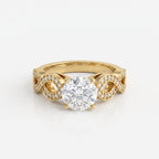 Modern luxury vintage-inspired Round Diamond Side Stone ring