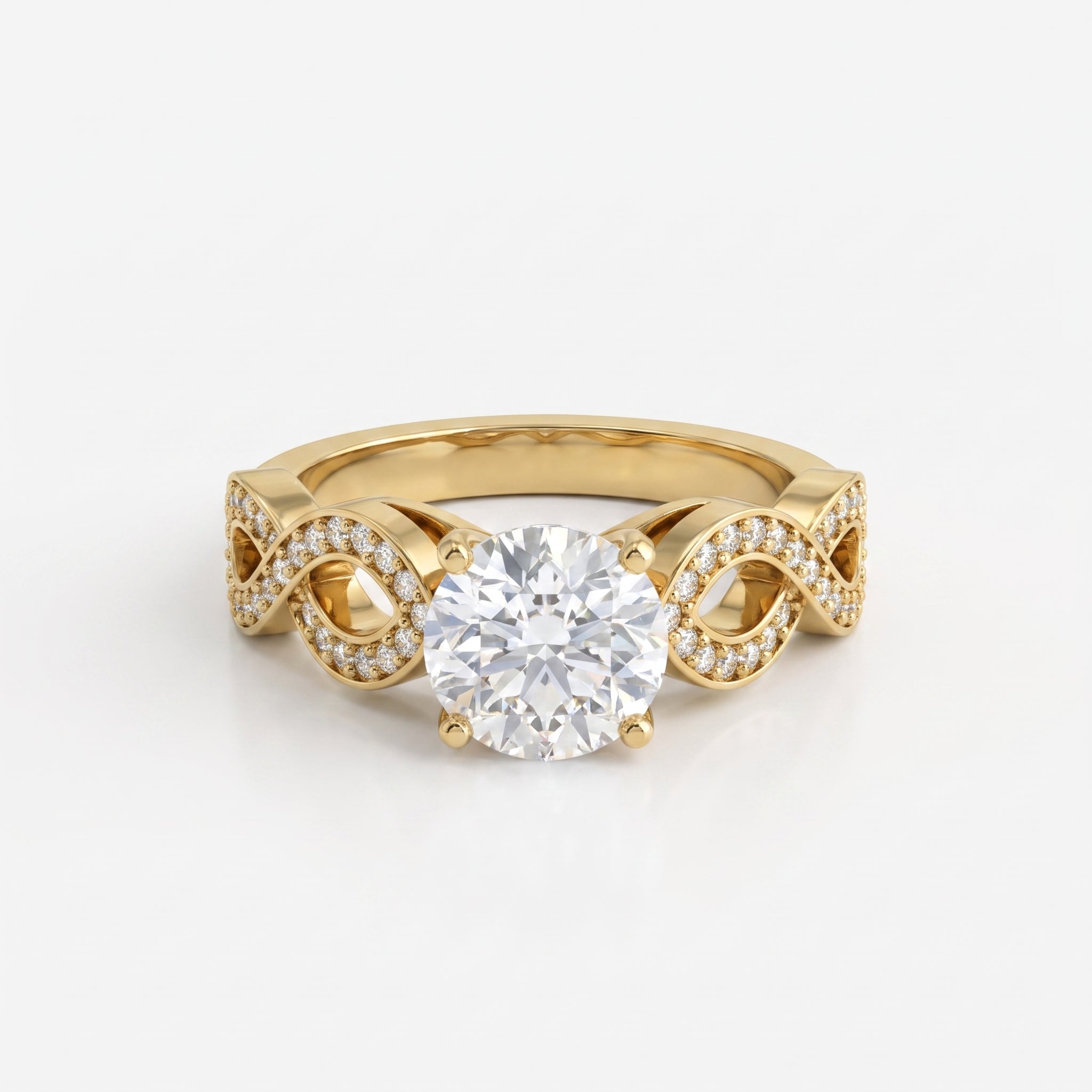 Modern luxury vintage-inspired Round Diamond Side Stone ring