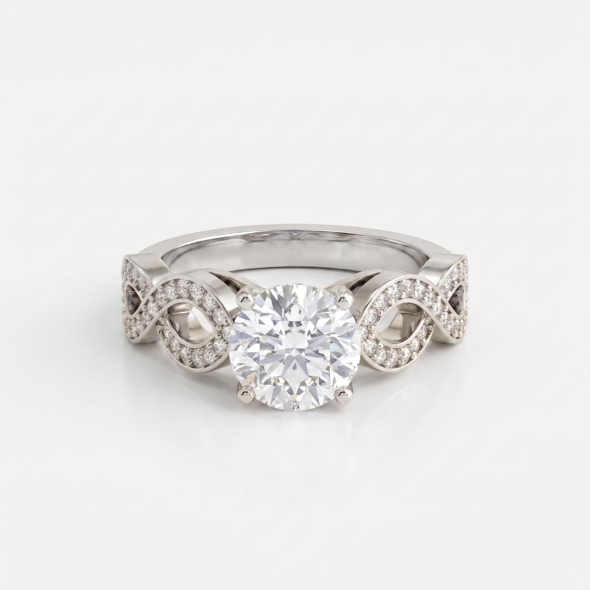 Modern luxury vintage-inspired Round Diamond Side Stone ring