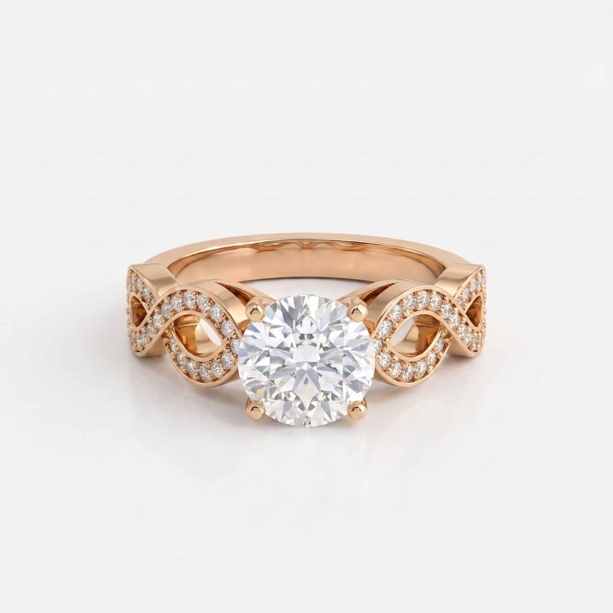 Modern luxury vintage-inspired Round Diamond Side Stone ring