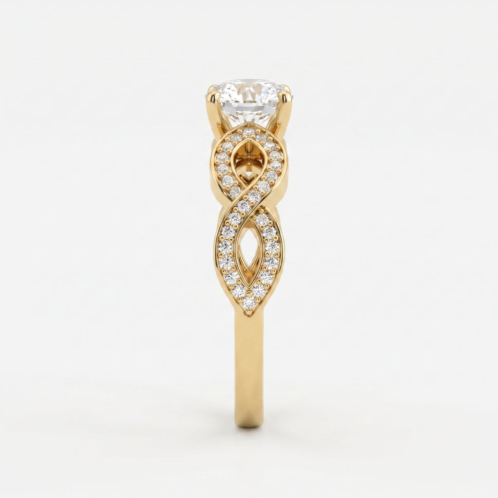 Modern luxury vintage-inspired Round Diamond Side Stone ring
