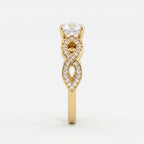 Modern luxury vintage-inspired Round Diamond Side Stone ring