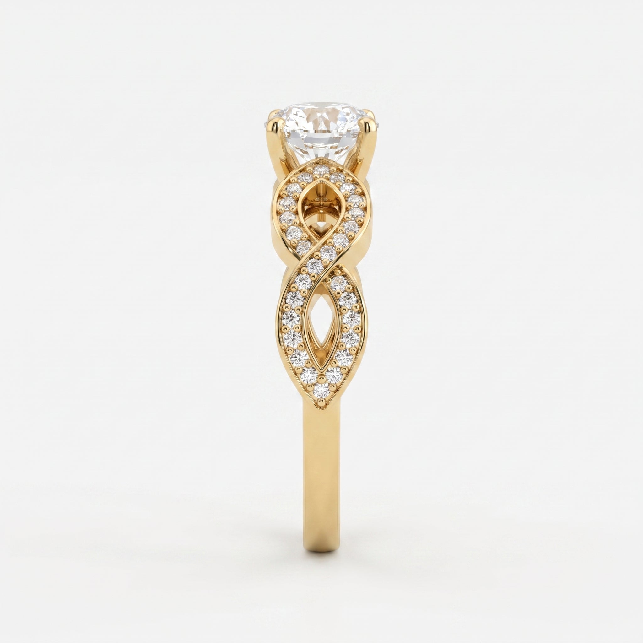 Modern luxury vintage-inspired Round Diamond Side Stone ring