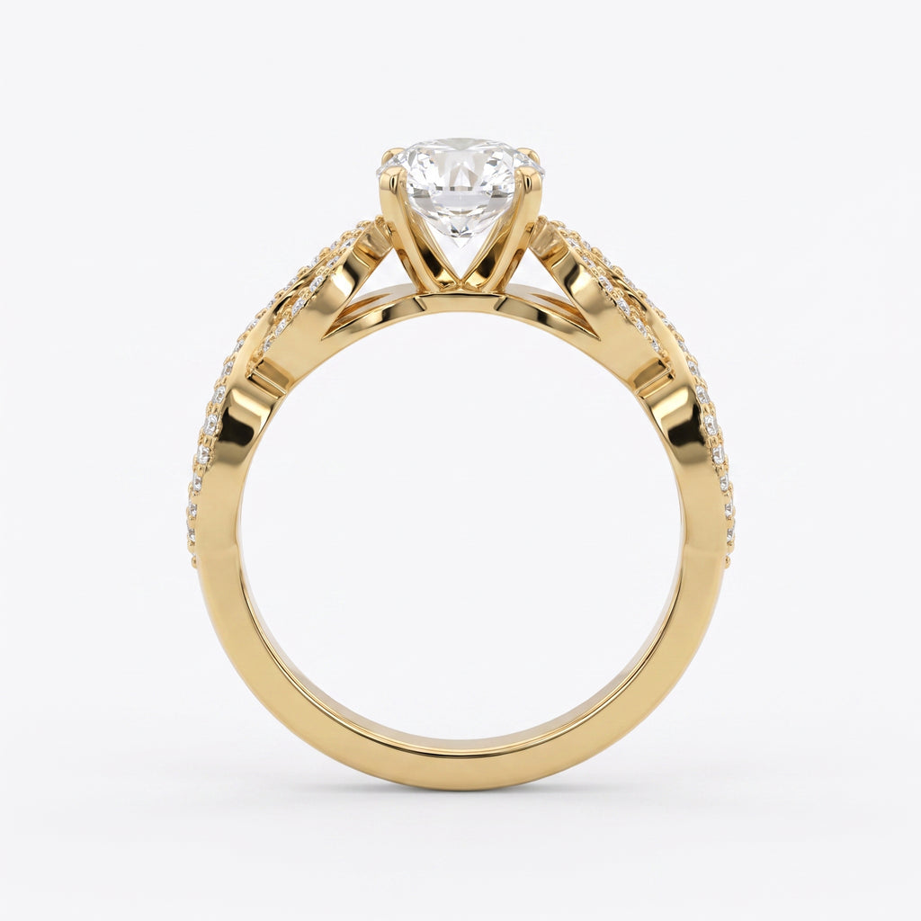 Modern luxury vintage-inspired Round Diamond Side Stone ring