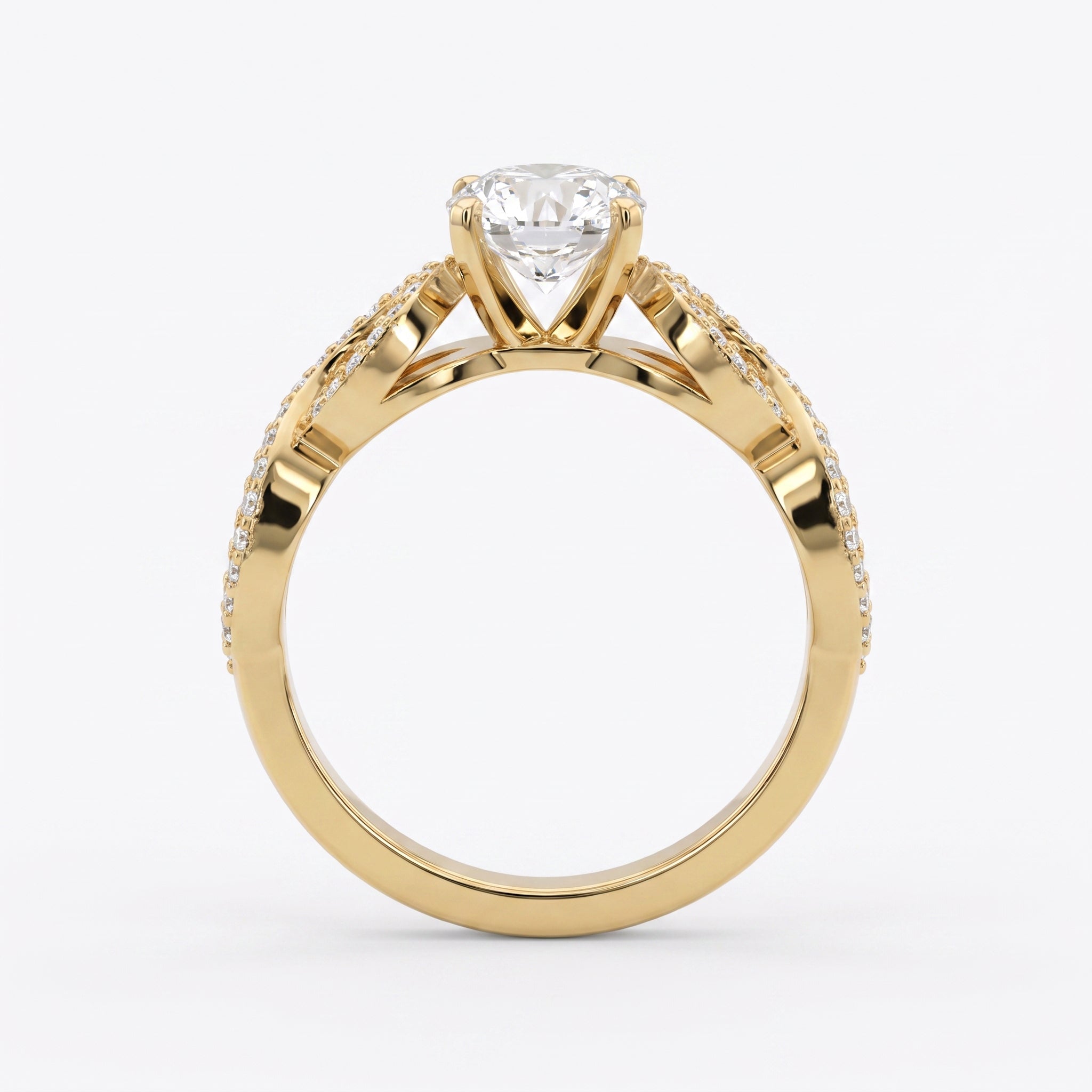 Modern luxury vintage-inspired Round Diamond Side Stone ring