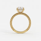 Aurelia Élan Oval-Cut Vintage Scrollwork Hidden Halo Ring