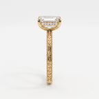 Evelyn Vintage Filigree Emerald Diamond Hidden Halo Ring