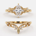 Luxury Marquise-Cut Diamond Floral Vintage Engagement Ring