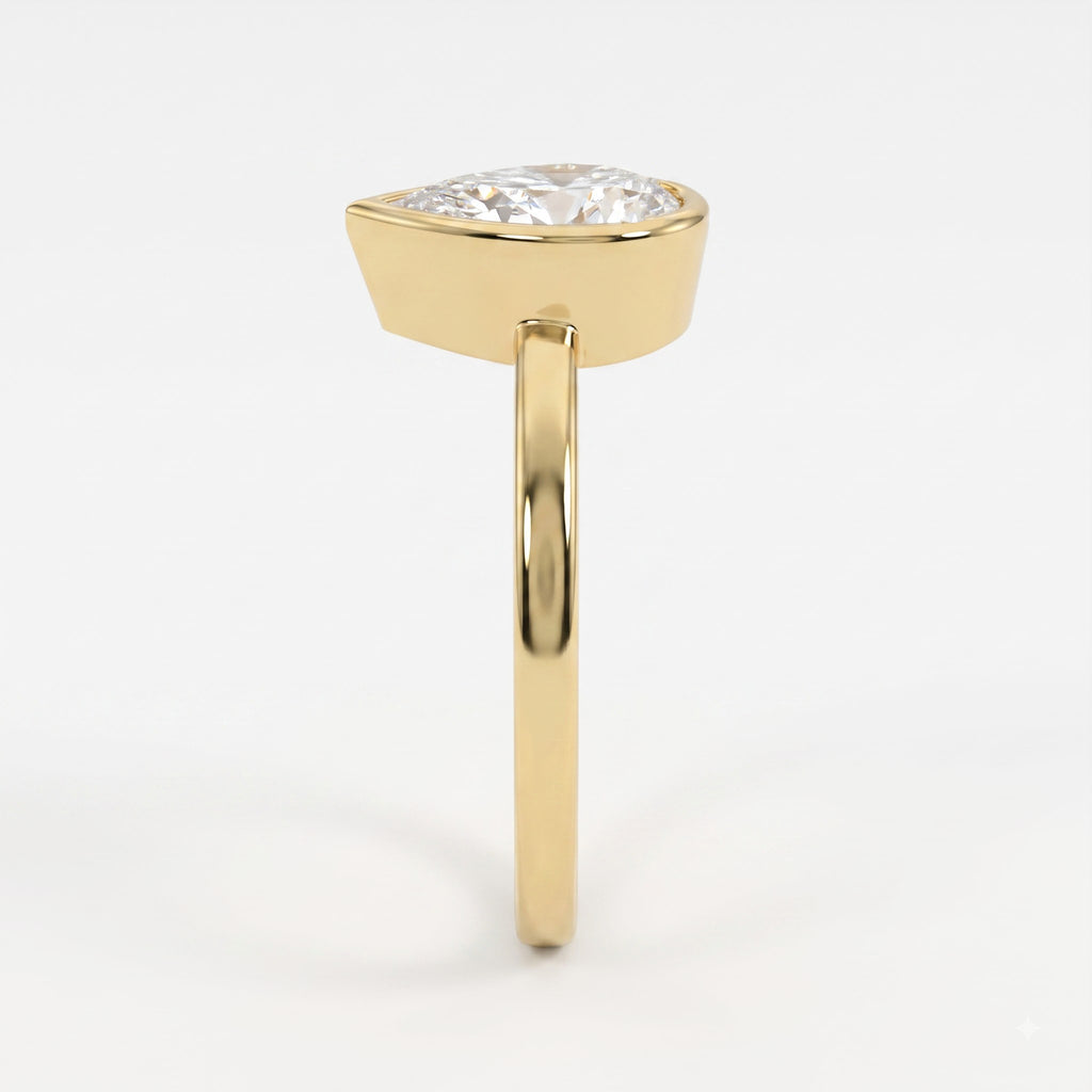 Vela Pear Diamond Bezel Setting Solitaire Ring