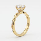 Round Brilliant Twisted Split-Shank Pavé Side Stone Engagement Ring