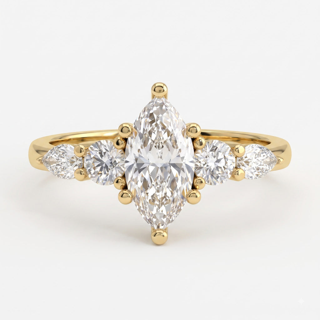 Modern five-stone Marquise Diamond statement engagement ring