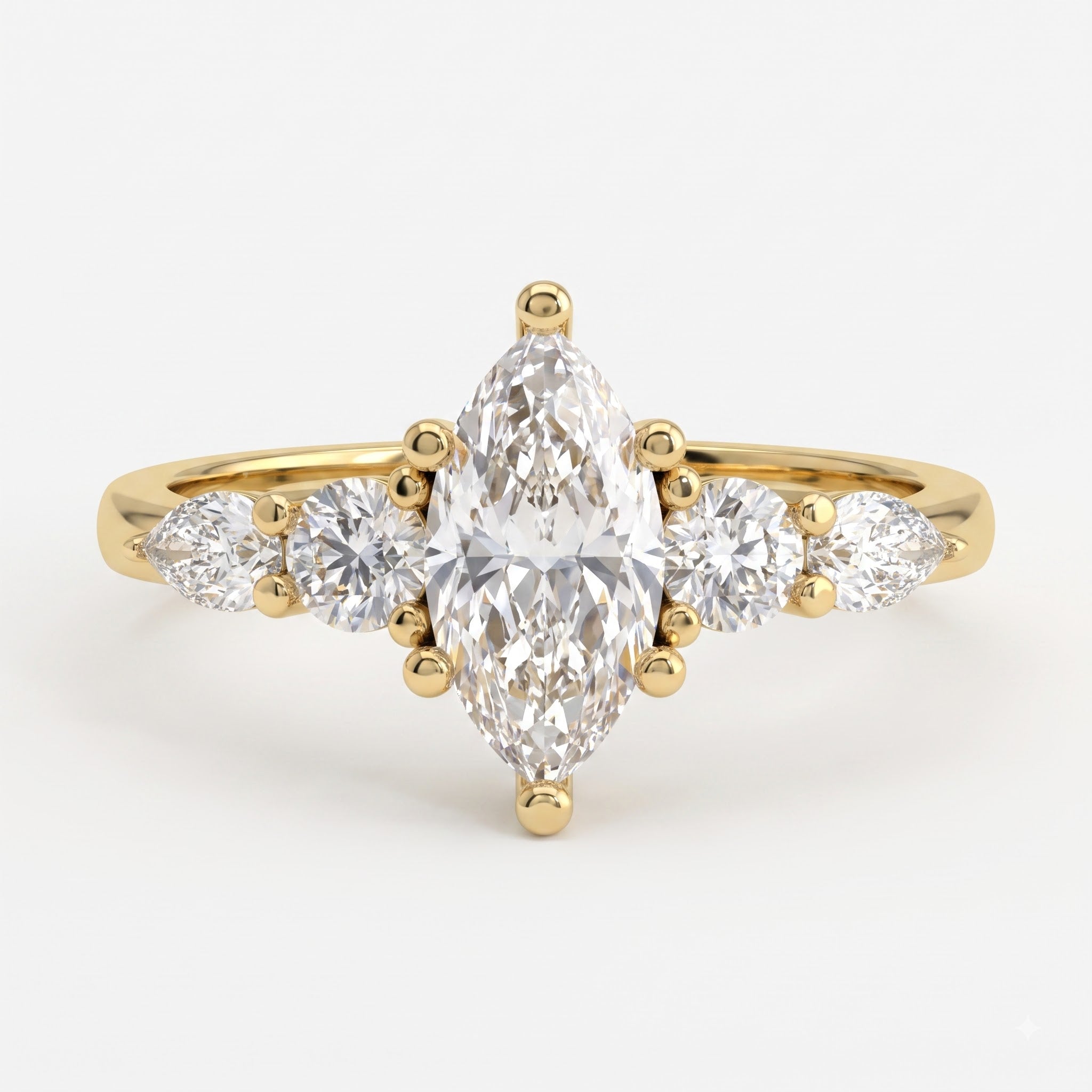 Modern five-stone Marquise Diamond statement engagement ring