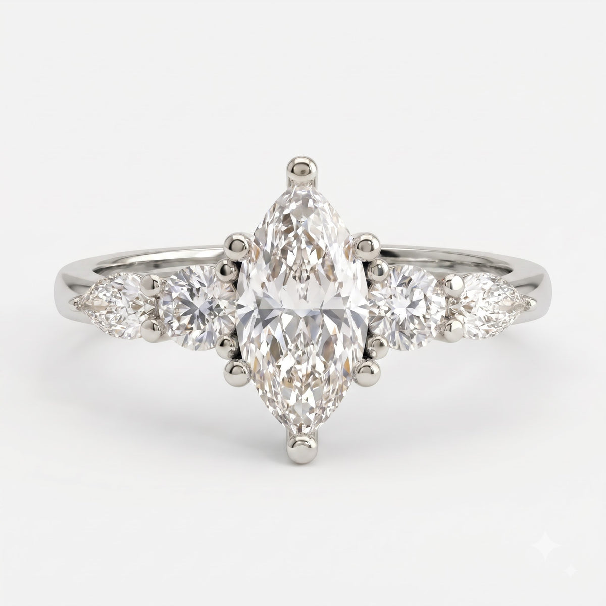 Modern five-stone Marquise Diamond statement engagement ring