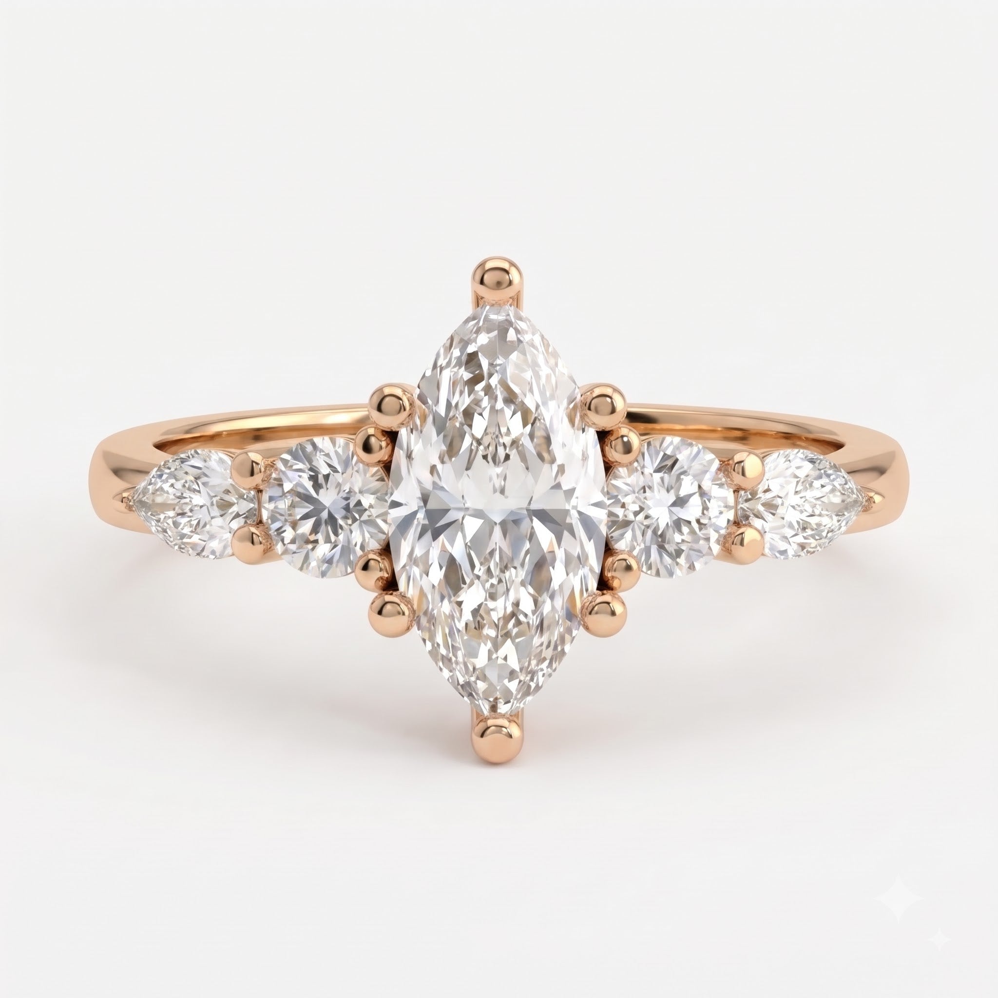 Modern five-stone Marquise Diamond statement engagement ring