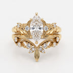 Luxury Marquise-Cut Diamond Floral Vintage Engagement Ring