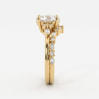 Celestial Glow Oval Diamond Side Stone Ring