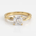 Asscher Cut Twist Pavé Diamond Side Stone Engagement Ring