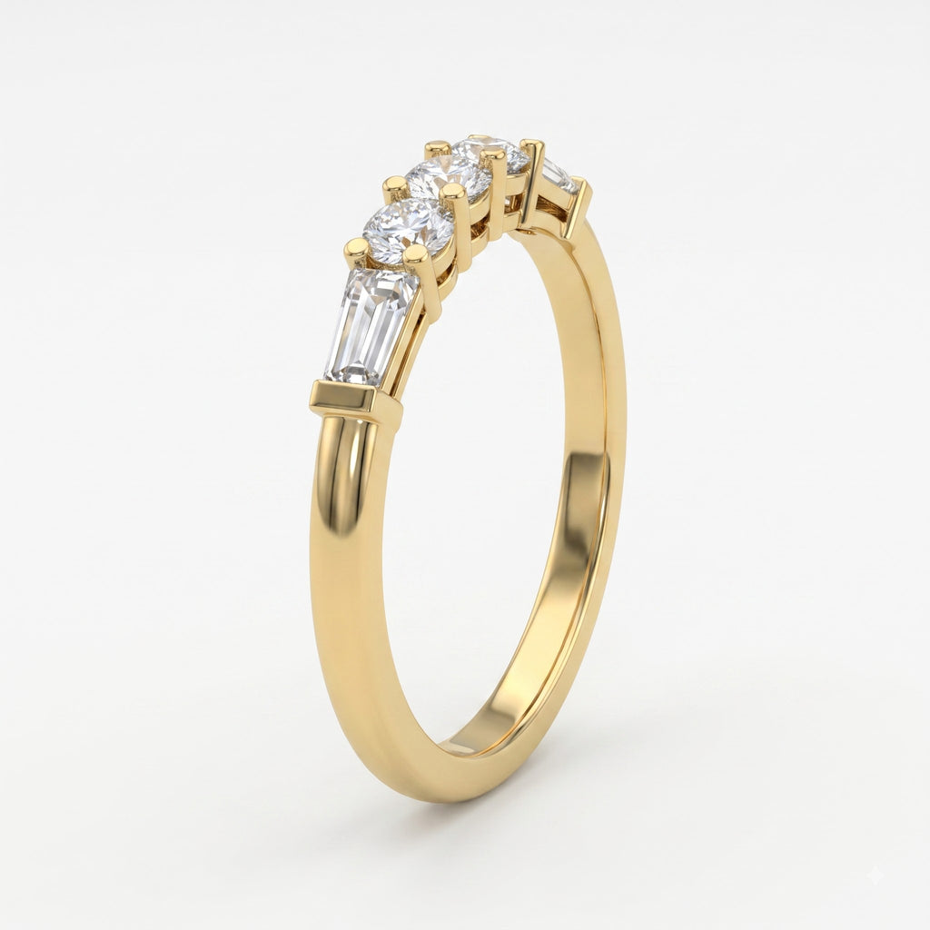 Modern Luxury Round & Tapered Baguette Diamond Eternity Band