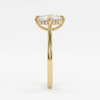 Modern Elongated Long Cushion Diamond Hidden Halo Ring