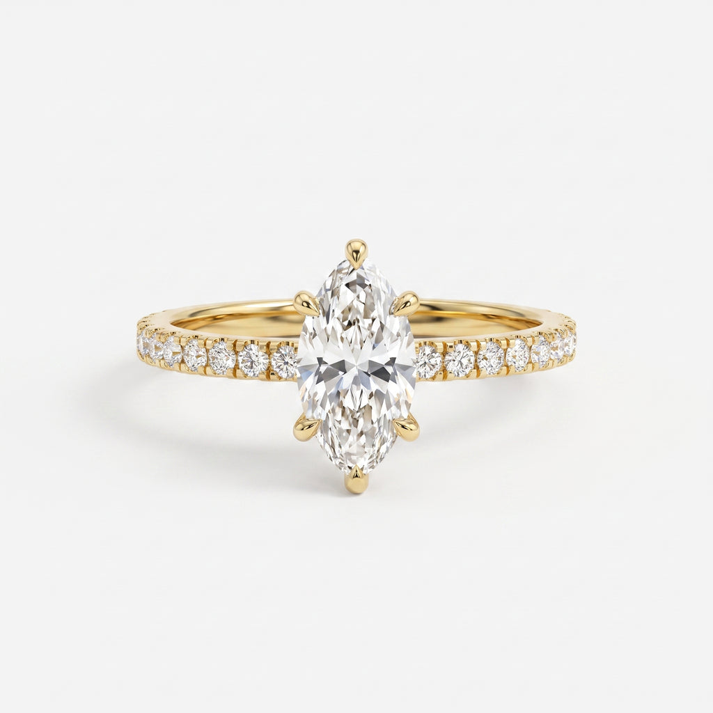 Elegant marquise-cut diamond Side Stone engagement ring