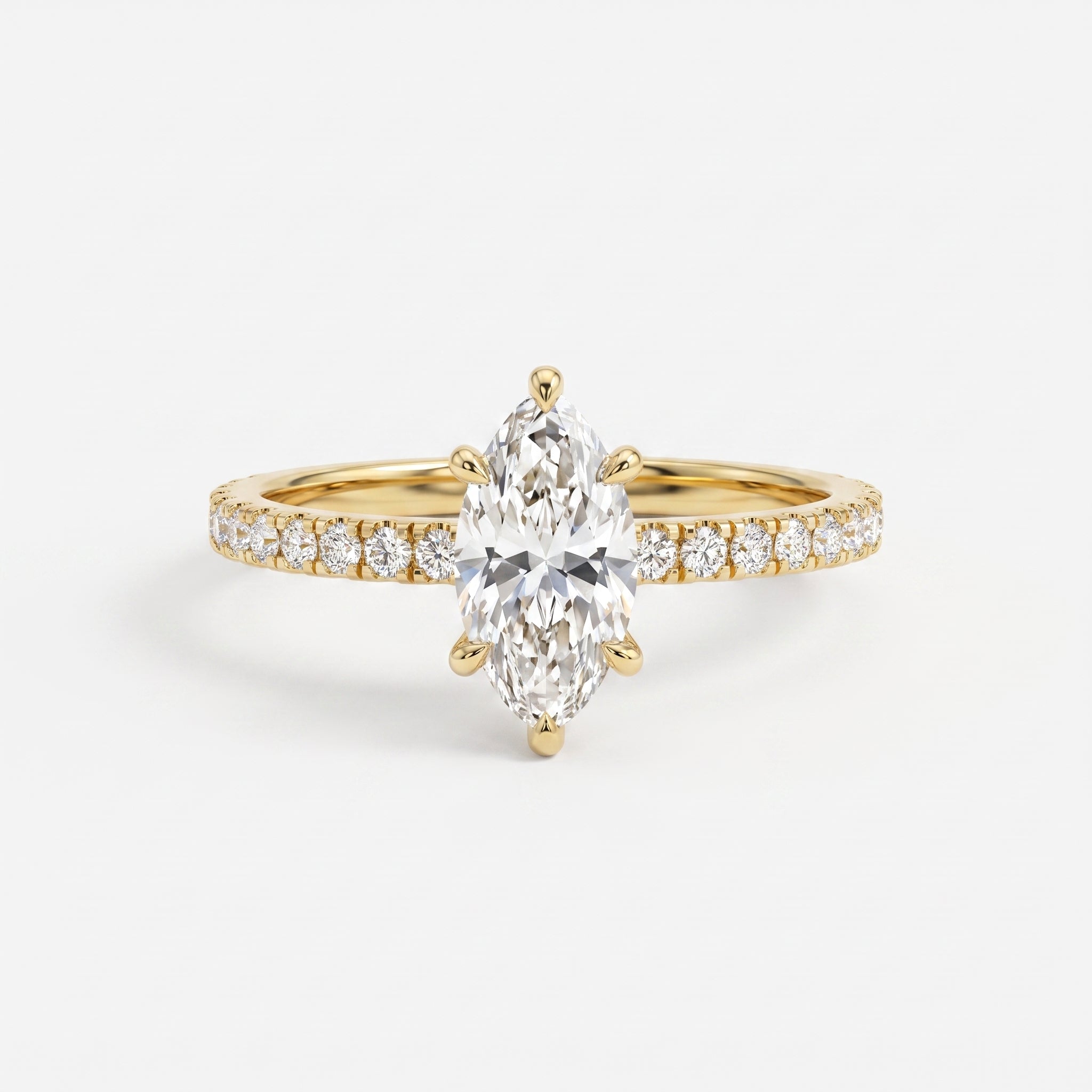 Elegant marquise-cut diamond Side Stone engagement ring