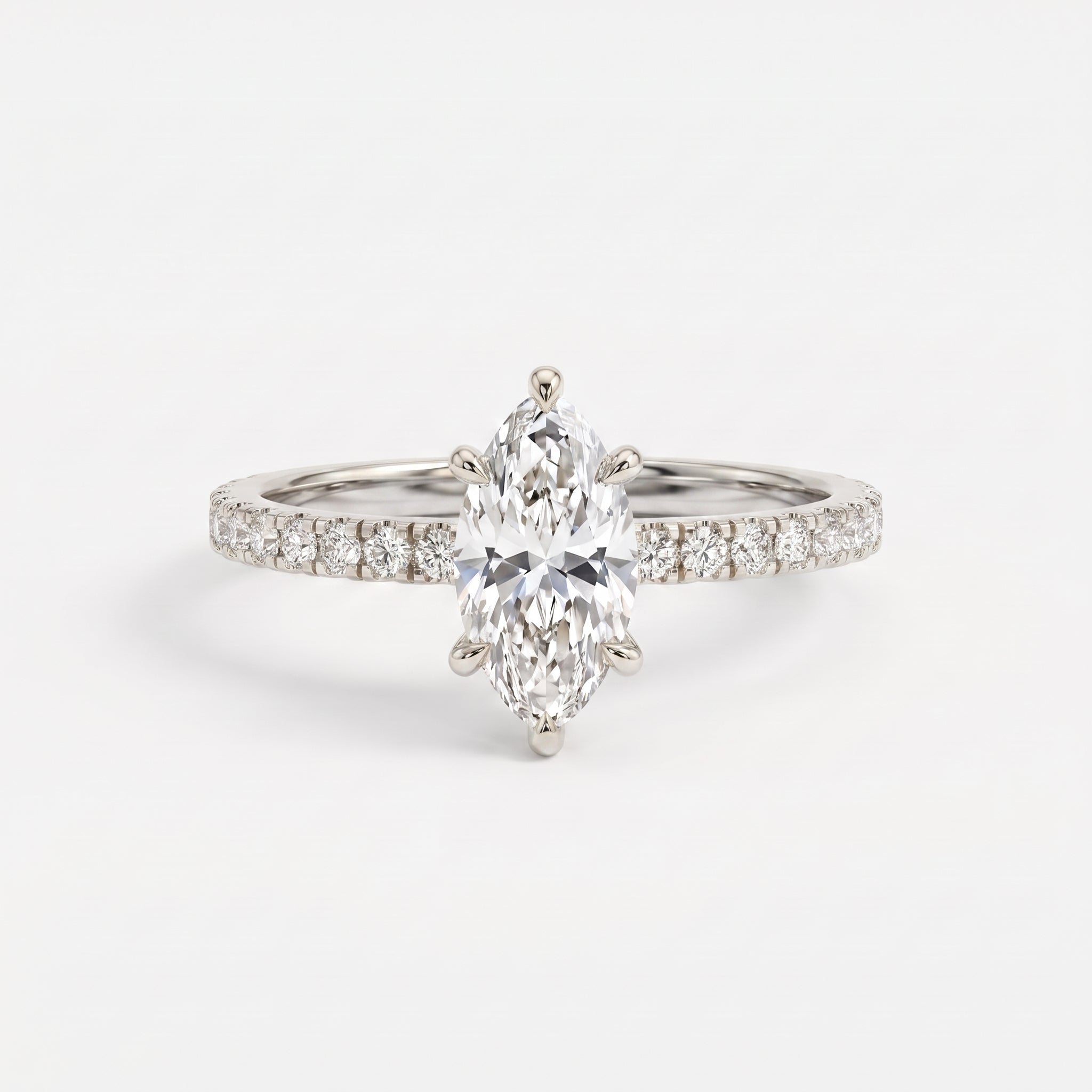 Elegant marquise-cut diamond Side Stone engagement ring