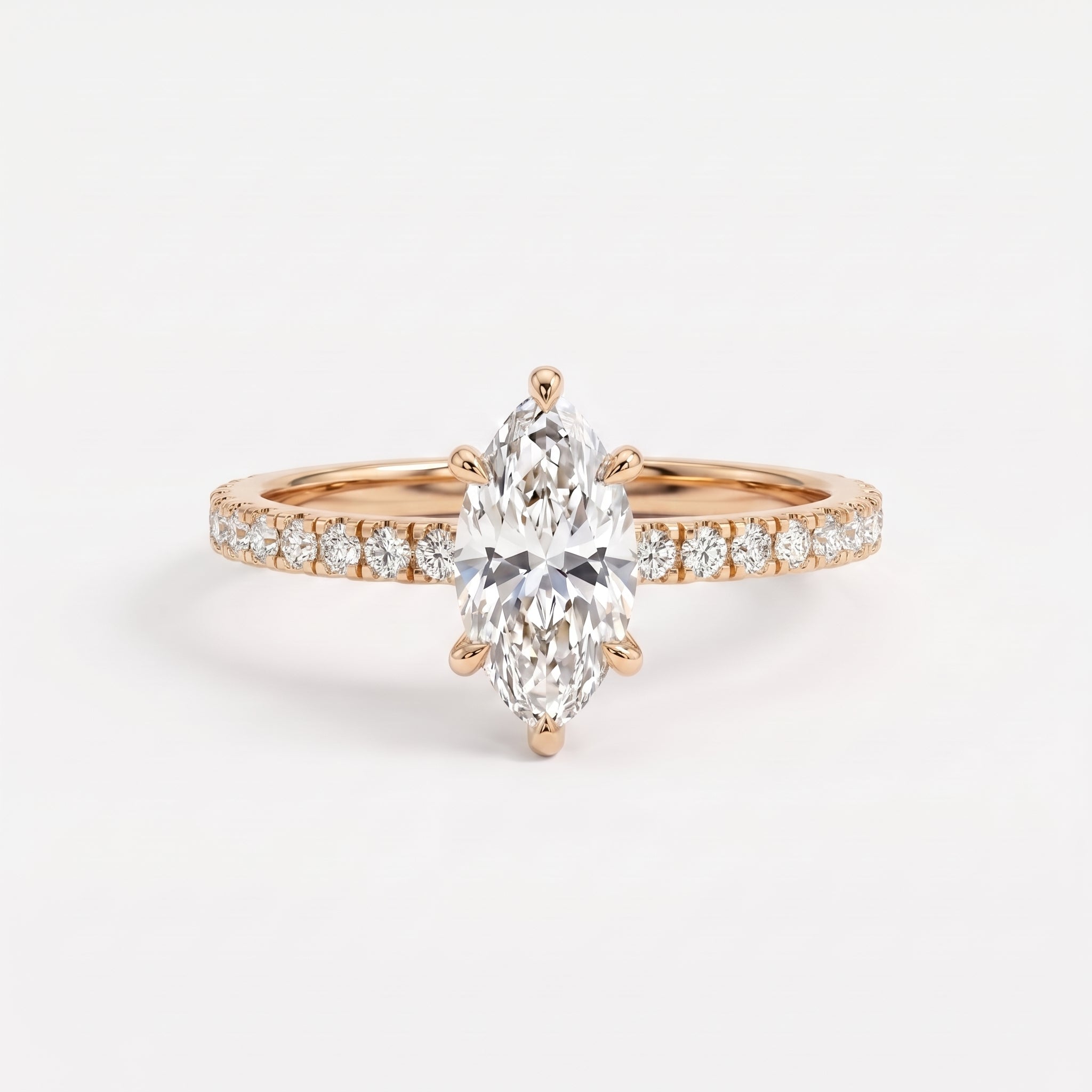 Elegant marquise-cut diamond Side Stone engagement ring