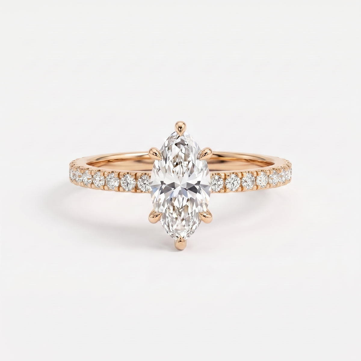 Modern Marquise-cut diamond Pavé Side Stone Ring